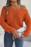 Casual Solid Metal Accessories Decoration Oblique Collar Tops