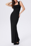 Sexy Solid Patchwork Square Collar Trumpet Mermaid Dresses