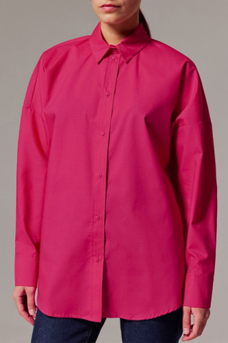 Casual Simplicity Solid Buttons Turndown Collar Tops