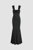 Sexy Solid Patchwork Square Collar Trumpet Mermaid Dresses