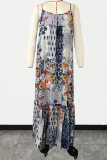 Sexy Not Positioning Printed Backless U Neck Sling Dress Dresses