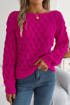 Casual Solid Hollowed Out Oblique Collar Tops