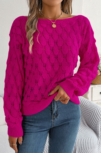 Casual Solid Hollowed Out Oblique Collar Tops