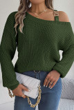 Casual Solid Metal Accessories Decoration Oblique Collar Tops