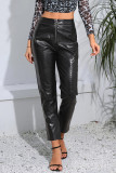 Casual Solid Zipper Skinny High Waist Pencil Solid Color Bottoms
