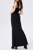 Sexy Solid Patchwork Square Collar Trumpet Mermaid Dresses