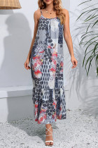 Sexy Not Positioning Printed Backless U Neck Sling Dress Dresses
