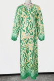 Bohemian Elegant Floral Buttons V Neck Long Sleeve Dresses