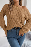 Casual Solid Hollowed Out Oblique Collar Tops