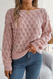 Casual Solid Hollowed Out Oblique Collar Tops