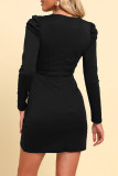 Sexy Solid Fold V Neck Irregular Dress Dresses