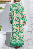 Bohemian Elegant Floral Buttons V Neck Long Sleeve Dresses