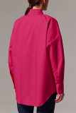 Casual Simplicity Solid Buttons Turndown Collar Tops