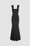 Sexy Solid Patchwork Square Collar Trumpet Mermaid Dresses