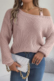 Casual Solid Metal Accessories Decoration Oblique Collar Tops