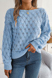 Casual Solid Hollowed Out Oblique Collar Tops