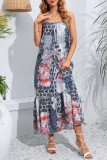 Sexy Not Positioning Printed Backless U Neck Sling Dress Dresses