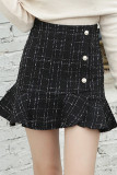 Celebrities Elegant Plaid Patchwork Buttons High Waist Type A Bottoms