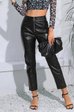 Casual Solid Zipper Skinny High Waist Pencil Solid Color Bottoms