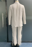 Casual Solid Pocket Turn-back Collar Long Sleeve Two Pieces(No strapless)