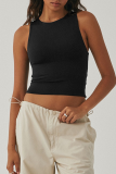 Casual Simplicity Solid O Neck Tops