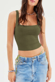 Sexy Street Solid U Neck Tops