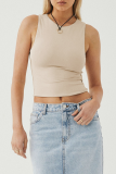 Casual Simplicity Solid O Neck Tops