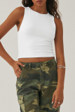 Casual Simplicity Solid O Neck Tops
