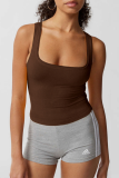 Sexy Street Solid U Neck Tops