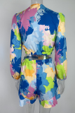 Casual Not Positioning Printed Frenulum V Neck Long Sleeve Two Pieces