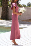 Sexy Solid Flounce V Neck A Line Dresses