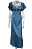 Sexy Solid Flounce V Neck A Line Dresses