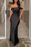 Sexy Elegant Solid Backless Off the Shoulder Evening Dress Dresses