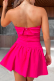 Sexy Simplicity Solid Pleated Strapless Pleated Dresses