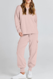 Casual Simplicity Solid Pocket O Neck Long Sleeve Two Pieces