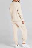 Casual Simplicity Solid Pocket O Neck Long Sleeve Two Pieces