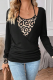Casual Leopard Patchwork Buttons V Neck Long Sleeve Two Pieces