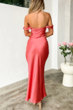 Sexy Elegant Solid Backless Off the Shoulder Evening Dress Dresses
