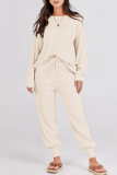 Casual Simplicity Solid Pocket O Neck Long Sleeve Two Pieces