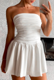 Sexy Simplicity Solid Pleated Strapless Pleated Dresses