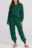 Casual Simplicity Solid Pocket O Neck Long Sleeve Two Pieces