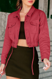 Casual Simplicity Solid Pocket Turndown Collar Outerwear