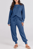 Casual Simplicity Solid Pocket O Neck Long Sleeve Two Pieces