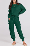 Casual Simplicity Solid Pocket O Neck Long Sleeve Two Pieces