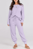 Casual Simplicity Solid Pocket O Neck Long Sleeve Two Pieces