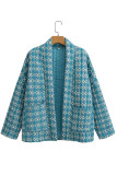 Elegant Geometric Patchwork Pocket Cardigan Collar Outerwear