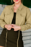Casual Simplicity Solid Pocket Turndown Collar Outerwear