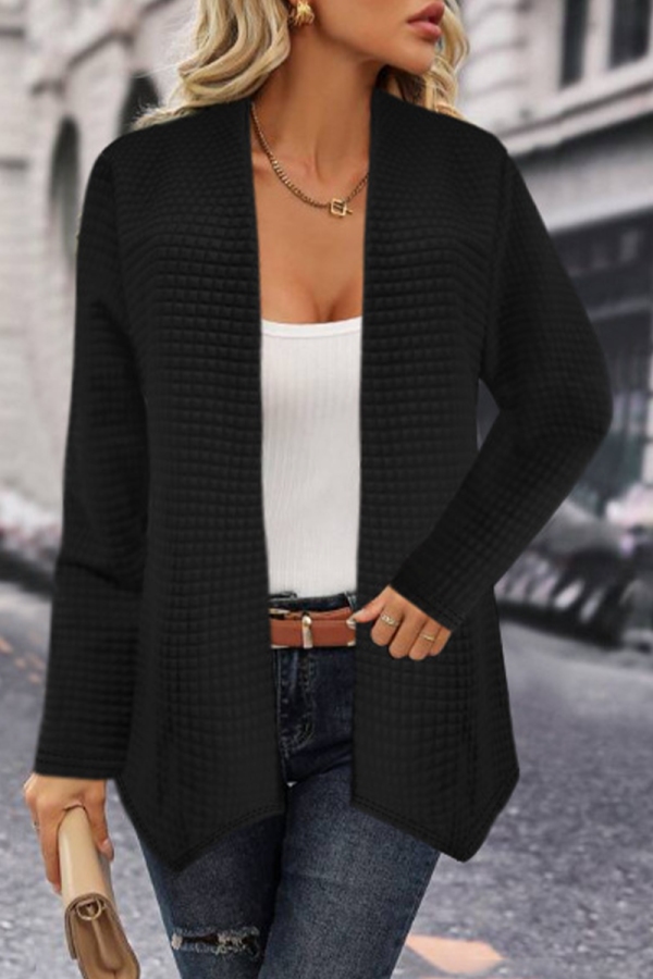 Casual Simplicity Solid Asymmetrical Cardigan Collar Outerwear