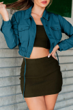 Casual Simplicity Solid Pocket Turndown Collar Outerwear