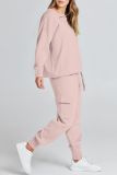 Casual Simplicity Solid Pocket O Neck Long Sleeve Two Pieces